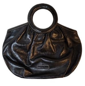 Isabella Fiore Black & Green leather Handbag purse bag women's